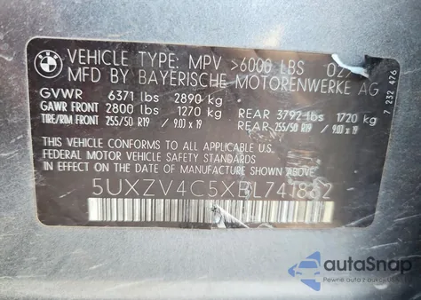 2011 BMW X5 xDrive35I z USA, uszkodzony, nr VIN 5UXZV4C5XBL741862